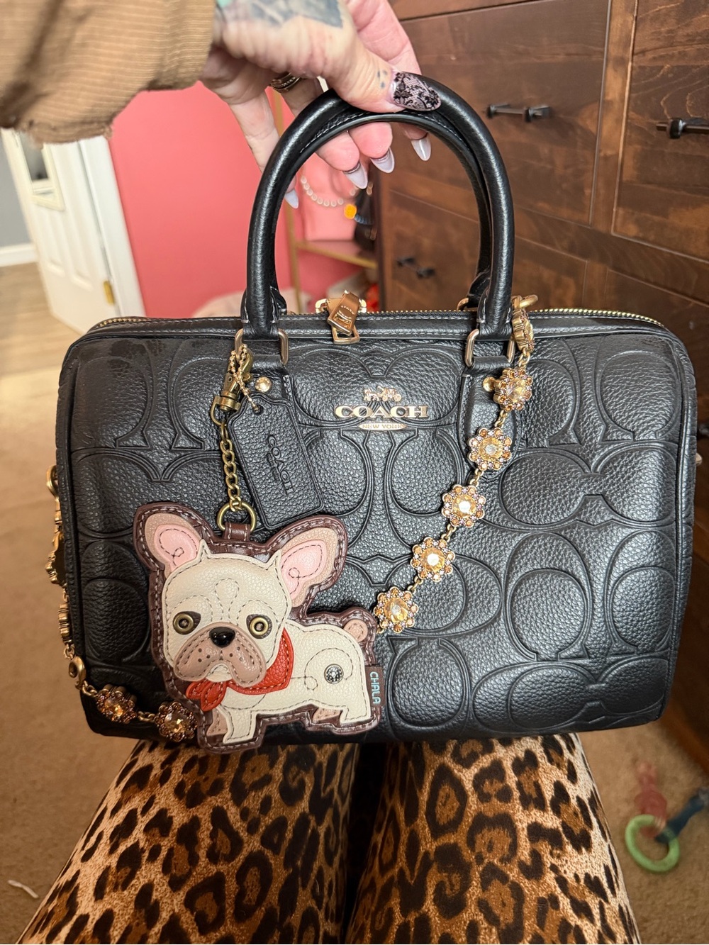 Coach Large Black Rowan Signature Leather Satchel. Charms not included
